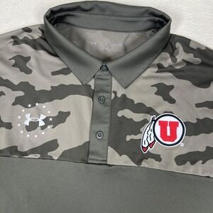 Under Armour Utah Utes Freedom Polo‎ Mens XXL Gray Camo NCAA Football HeatGear